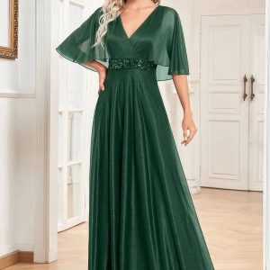 Robe Longue Demoiselle D’Honneur Vert Emeraude – Seraphina