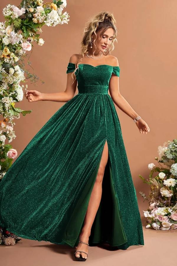 Robe Paillette Dos Nu Vert Emeraude – Aurora – Image 4