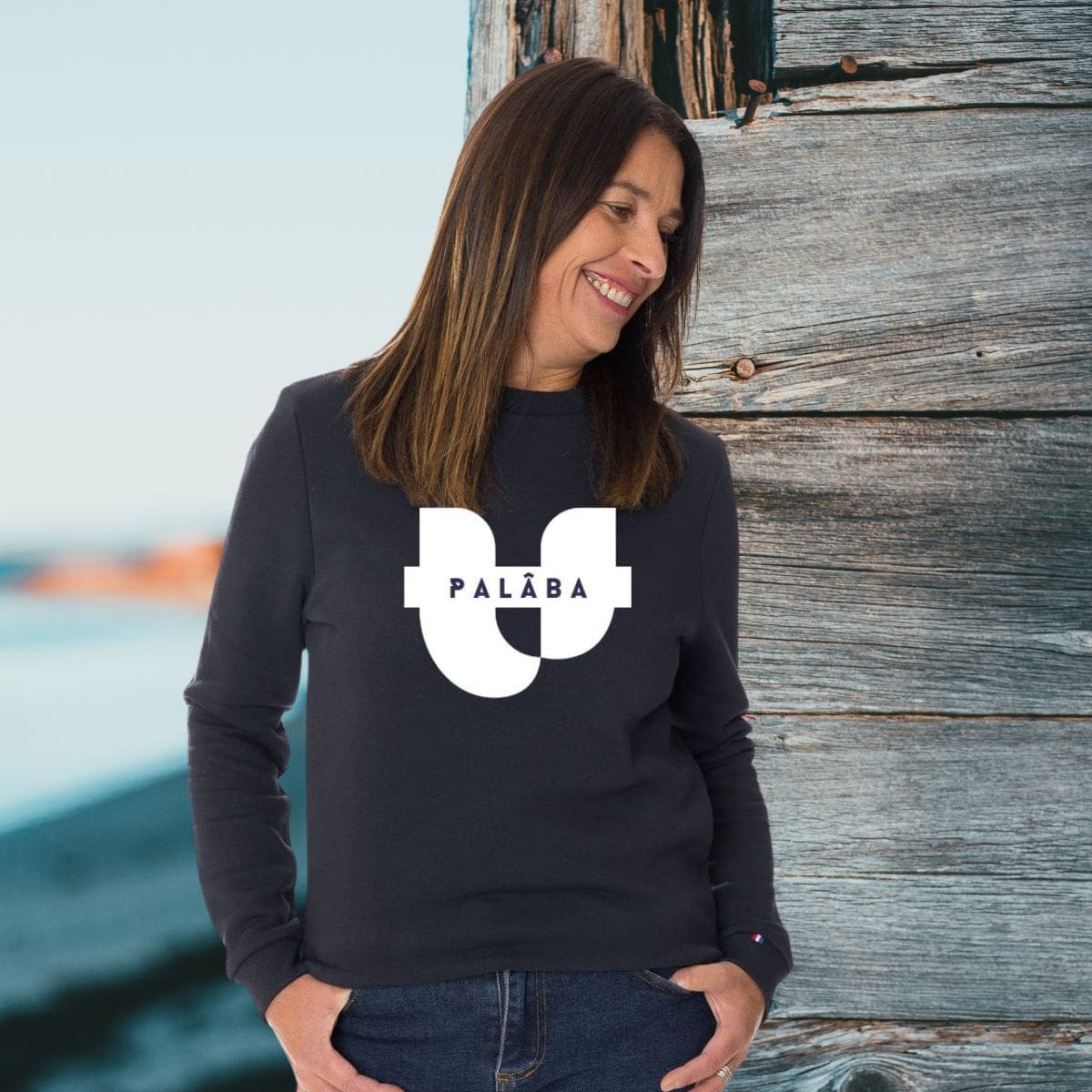 Sweat femme sans capuche – Bleu Marine – SIGNATURE PALÂBA